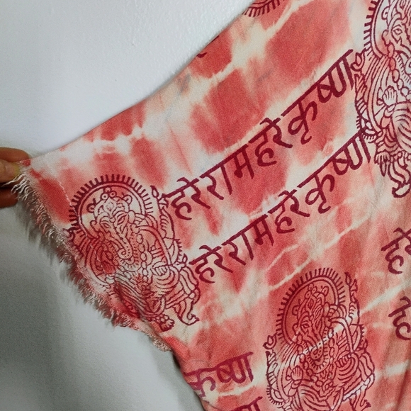 World Market Ganesha Tie Dye Kimono Shawl Pink White Mantra Hippie One Size - Picture 7 of 12